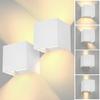 Modern Outdoor Staircase & Garden Waterproof Black White Square High Brightness LED Aluminum Wall Lamp