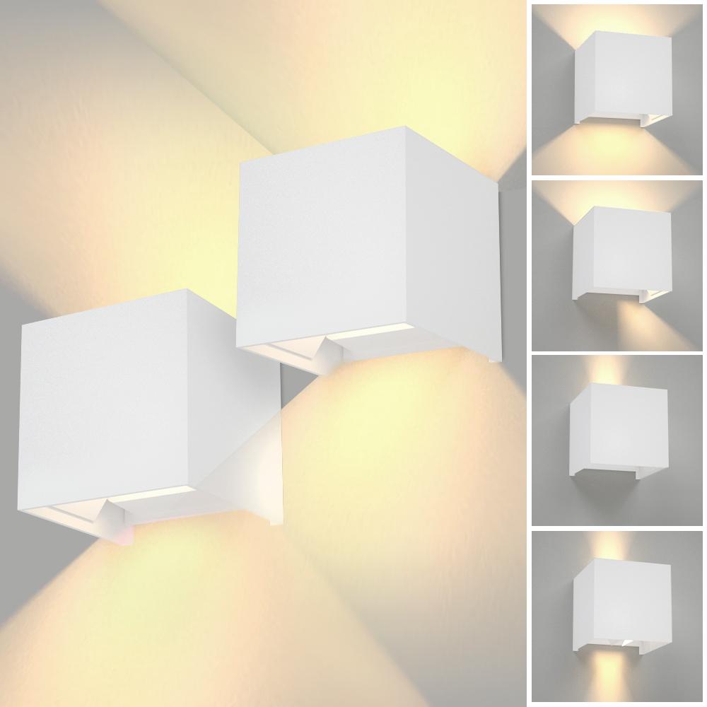 Modern Outdoor Staircase & Garden Waterproof Black White Square High Brightness LED Aluminum Wall Lamp
