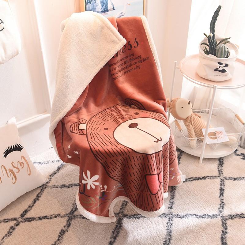 Soft Cartoon Fleece Blanket Toddlers Nap Time Double-Layer Sherpa 100x140cm Kids Bedding