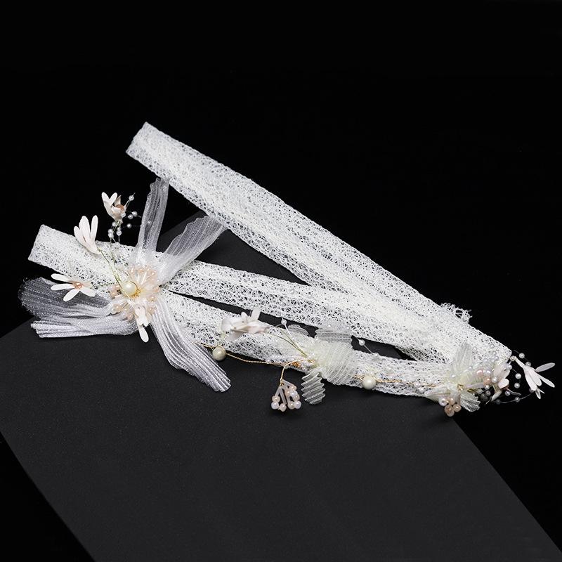 Elegant White Lace Flower Headband - Bridal Wedding Headdress