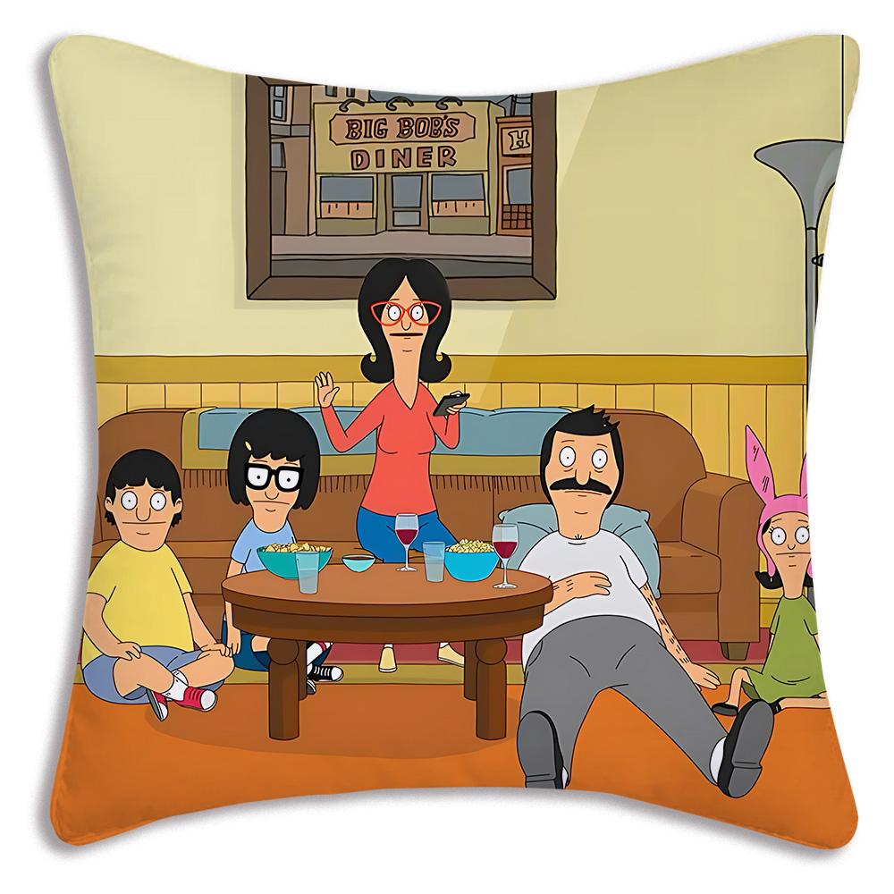 Cartoon B-Bobs B-Burgers Pillow Covers Cartoon Sofa Decorative Home Double-sided Printing Short Plush Cute Cushion Cover
