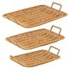 Rectangular Woven Serving Tray Durable Plastic Snacks Fruit Candy Tray for Home Kitchen Table Decoration