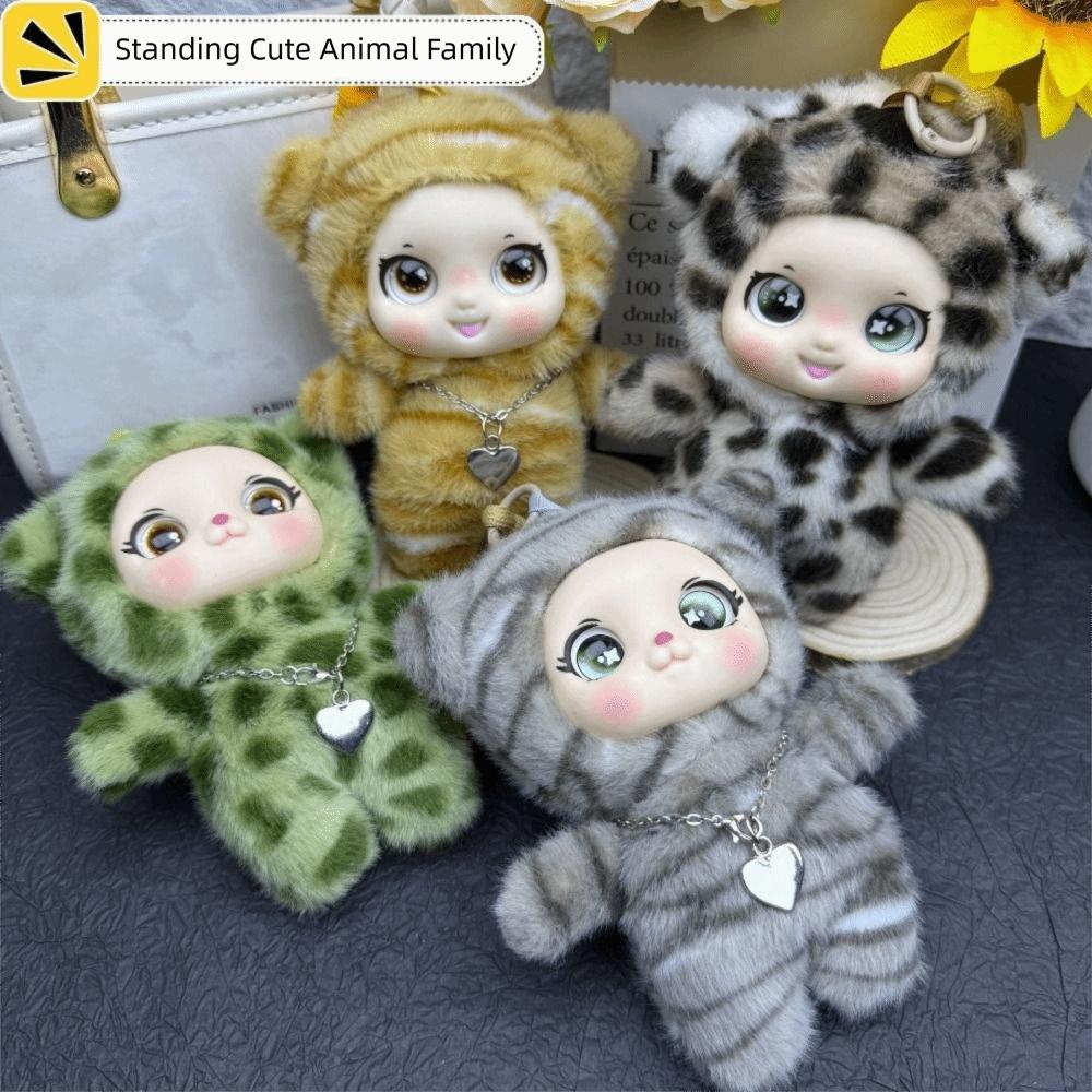 Keychain Vinyl Face Plush Doll Bag Charm Vinyl Doll Toy Leopard Stuffed Pendant Girls Women