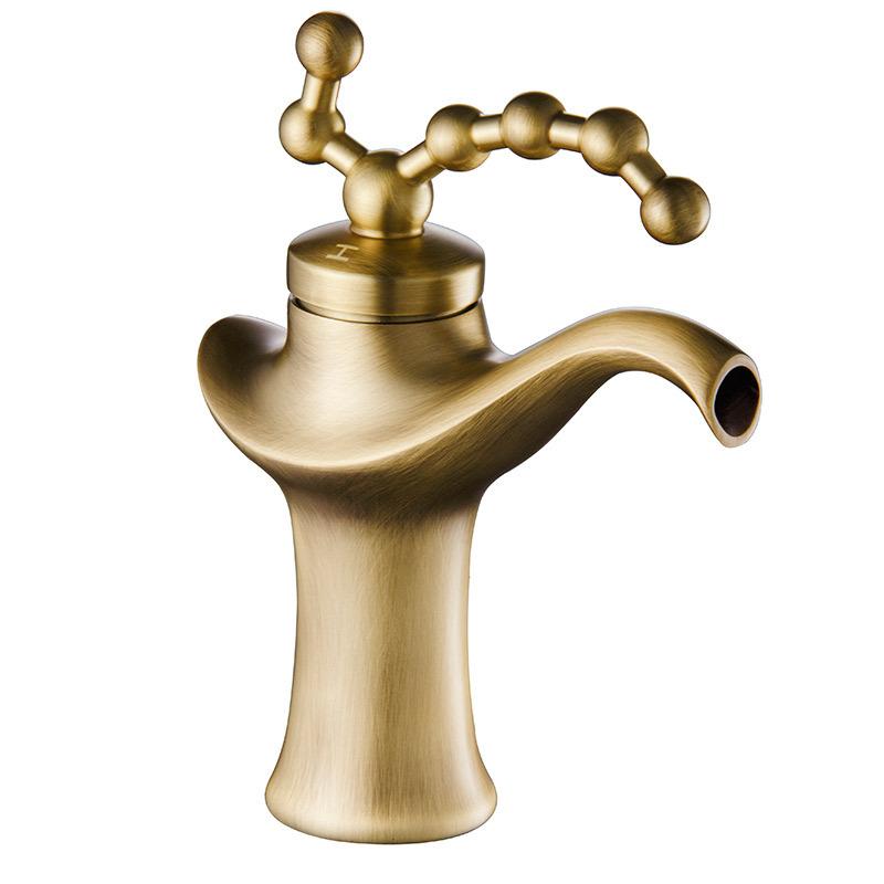 Retro Table BasinFaucet Brass Gun Gray Hot and Cold Mixed Faucet Deck-mounted Sink Tap Creative Single Handle Single Hole Tap