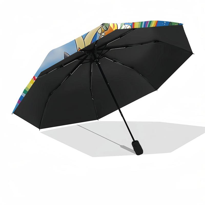 1pc Pokemon Pikachu Automatic Umbrella | Portable Foldable 8-Rib Manual Open, Cute Halloween & Christmas Gift for Outdoor, Casual Accessory, Durable C