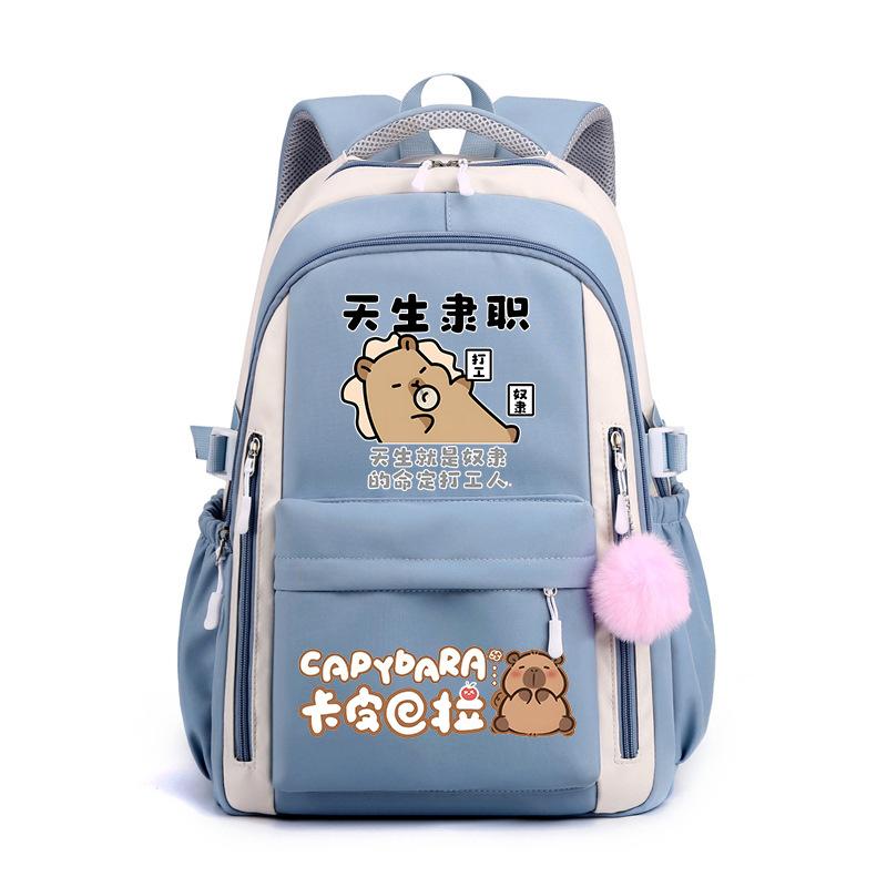 Trendy kapibara creative cartoon printing cute emoji bag for primary and secondary school students to reduce the burden of spine protection schoolbag