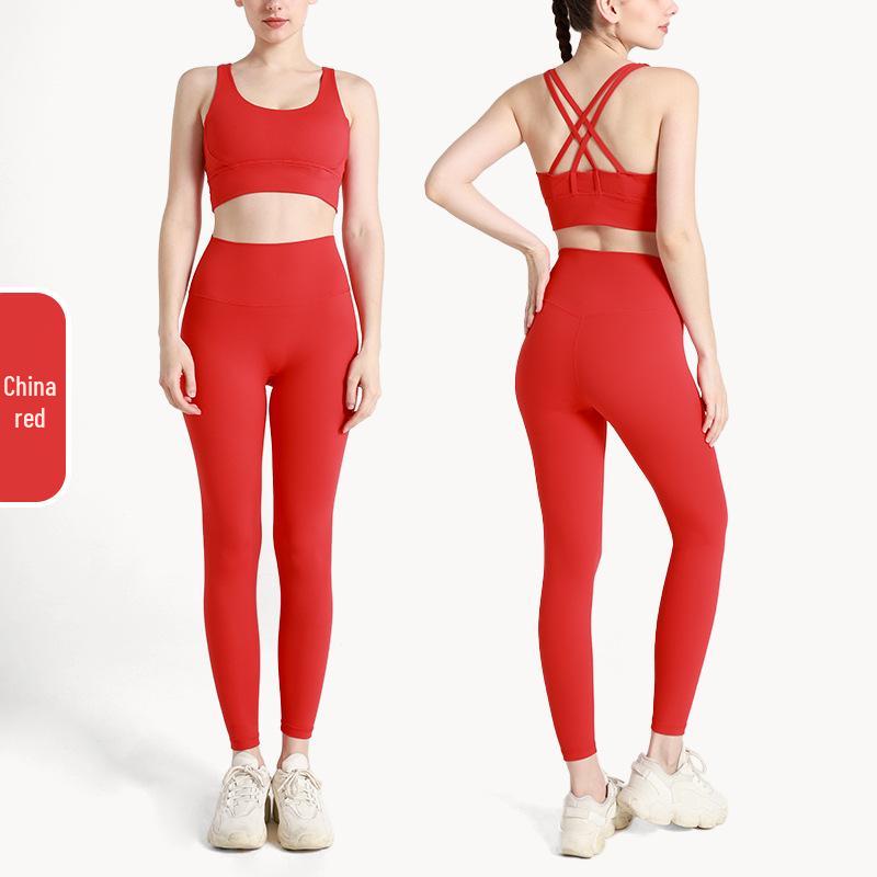 

Элегантный комплект для йоги с перекрещенной спинкой: Женский европейско-американский спортивный комплект из двух частей для пилатеса Large