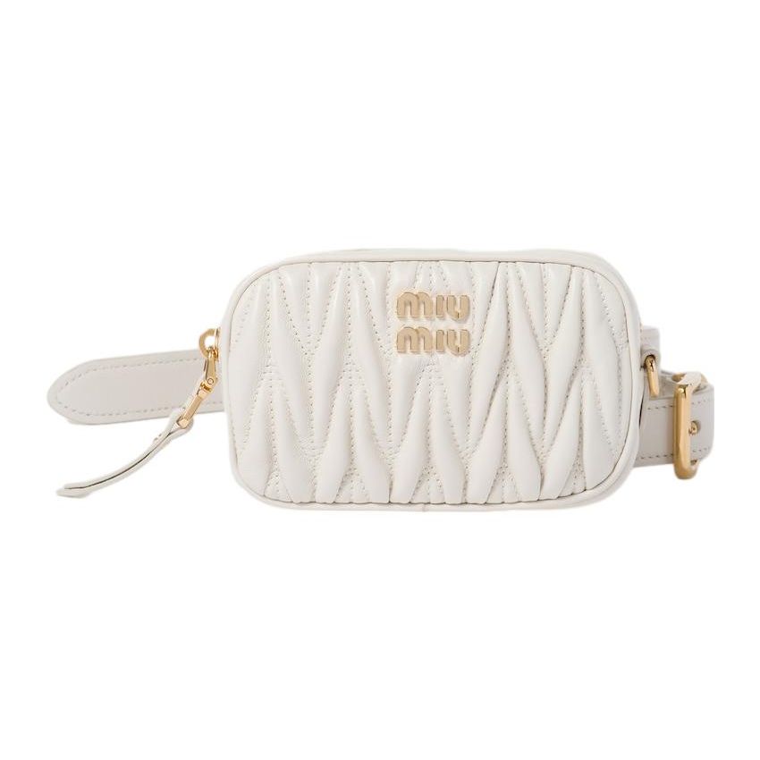

MIU MIU Matelassé Metal Logo Zipper Closure Quilted Leather Waist Bag Women Waist Bag White 5CC568-2FPP-F0009 Box(Basic Set+Box)
