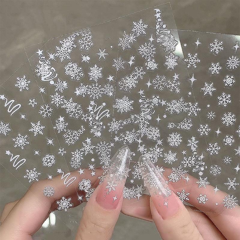 1 Sheet Christmas White Snowflakes Nail Stickers Snowflake Nail Decal Snowflake Xmas Slider