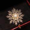 Copper Inlaid Zirconia Snowflake Brooch - Elegant Women's Accessory