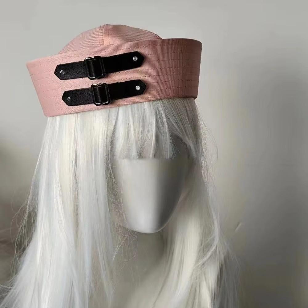 Chain Sweet Captain Hat Y2K Black Cosplay Sailor Hat Leather Buckle Sailor Hat Festival Wear