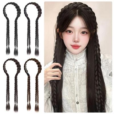 1Pcs Durable Ponytail Wig Headband Synthetic 45cm Hair Wig Piece Long Braid Women Headdress Party Styling Accessories
