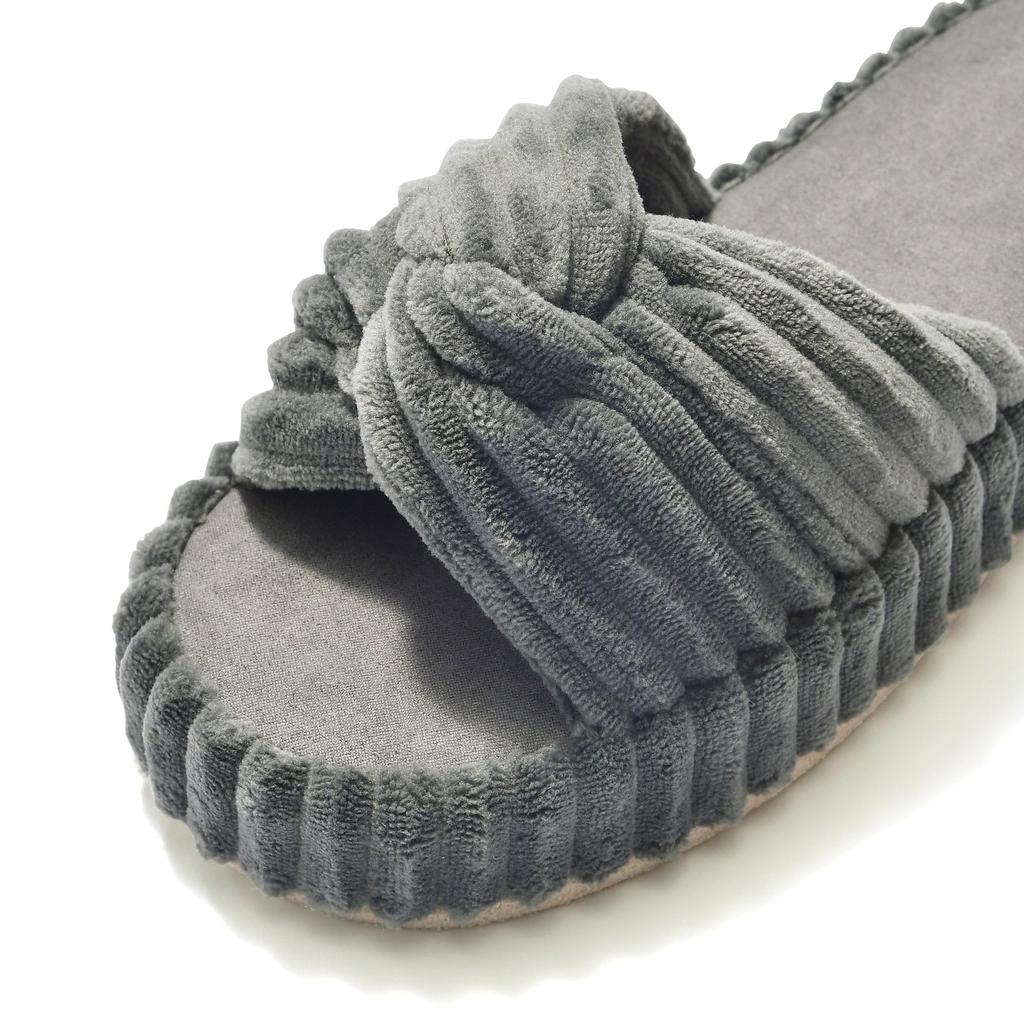 Francfranc Wide Ribbed Room Gray Shoes,