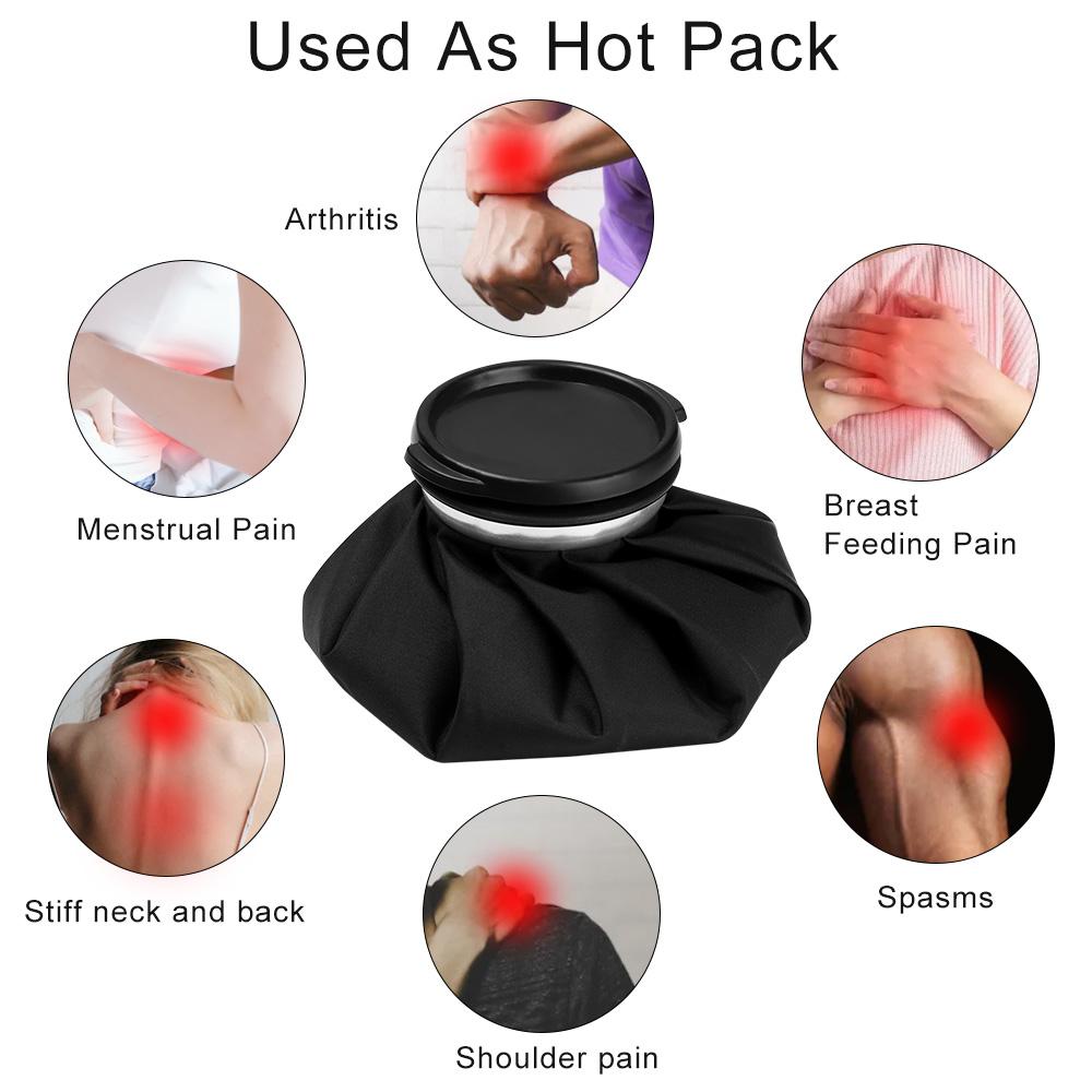 Cool Black Ice Pack Reusable Cooler Bag Breathable Material Hot & Cold Therapy Pain Relief for Knee Head Leg Injury Care Supply
