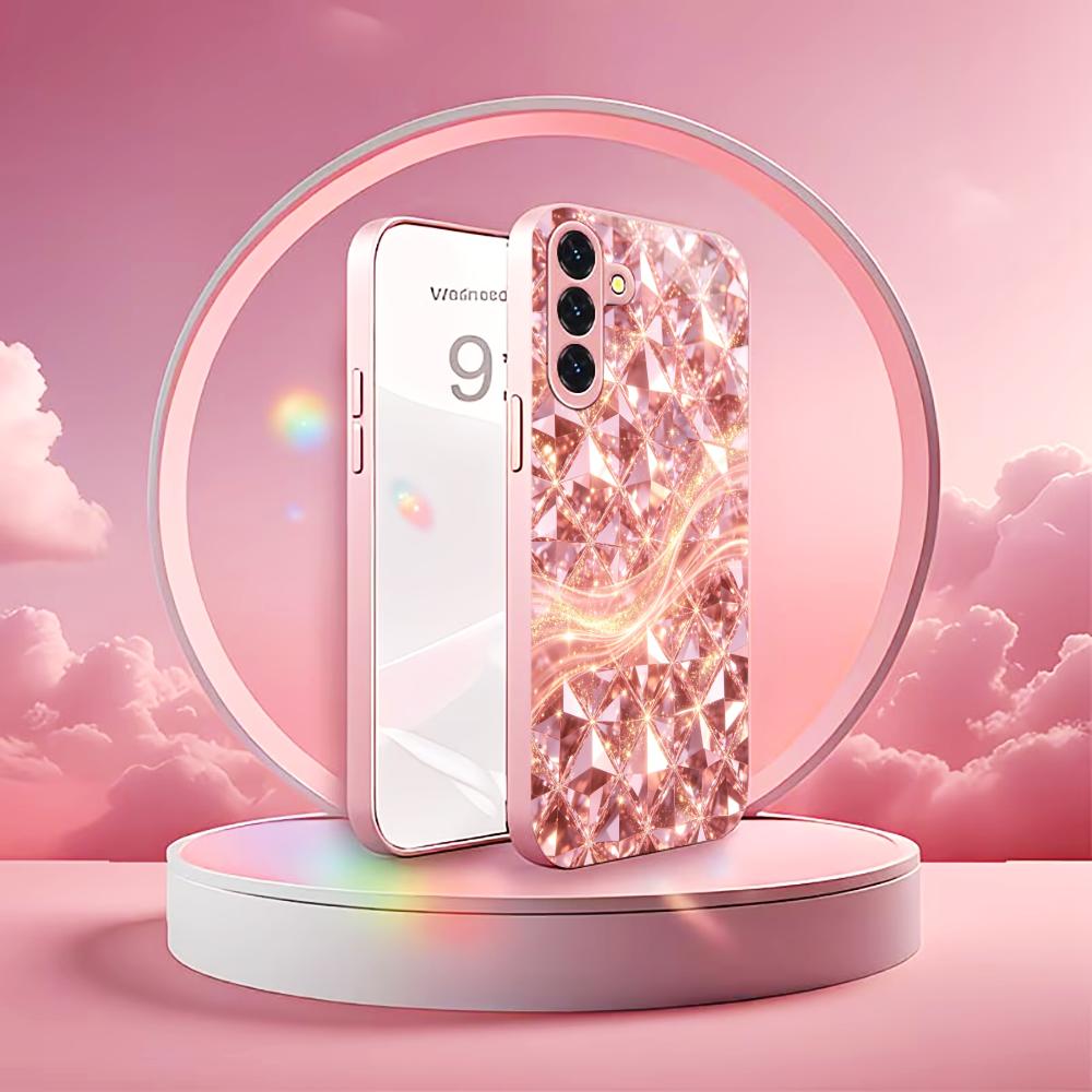 Luxurious pink diamond texture phone case s26 ultra case s25 ultra case glass for Samsung Galaxy S26 S25 S24 S23 S22FE Ultra Plu