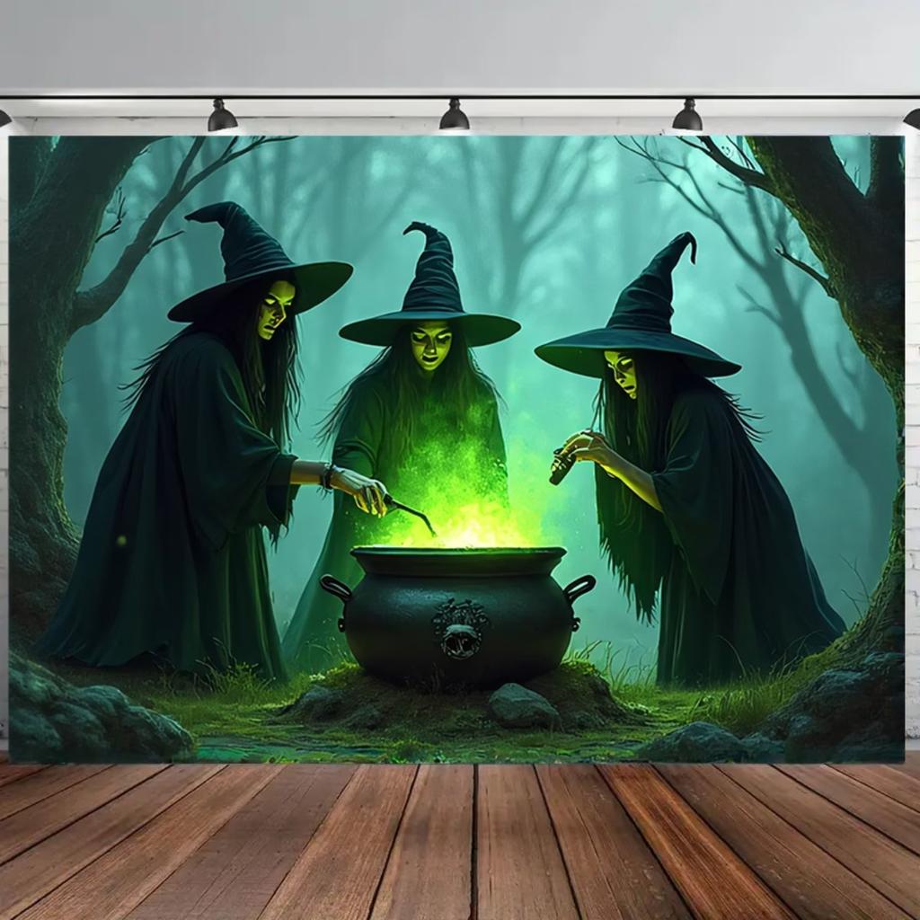 Halloween Theme Party Witch Hat Photo Background Horror Witch Makeup Prop Background