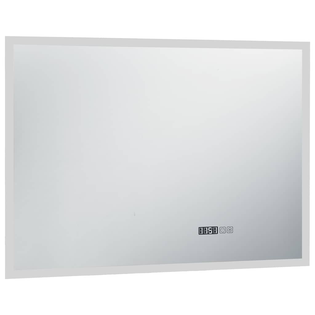 LED Bathroom Mirror with Touch Sensor and Time Display 100 x 60 cm