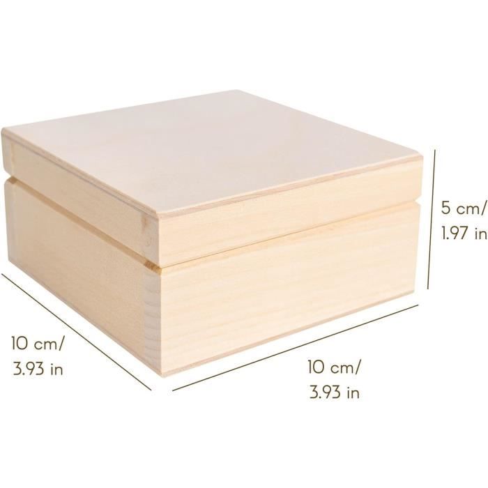 Boîte en bois avec couvercle - Creative Deco - Petite - Naturel - 10 x 10 x 5 cm