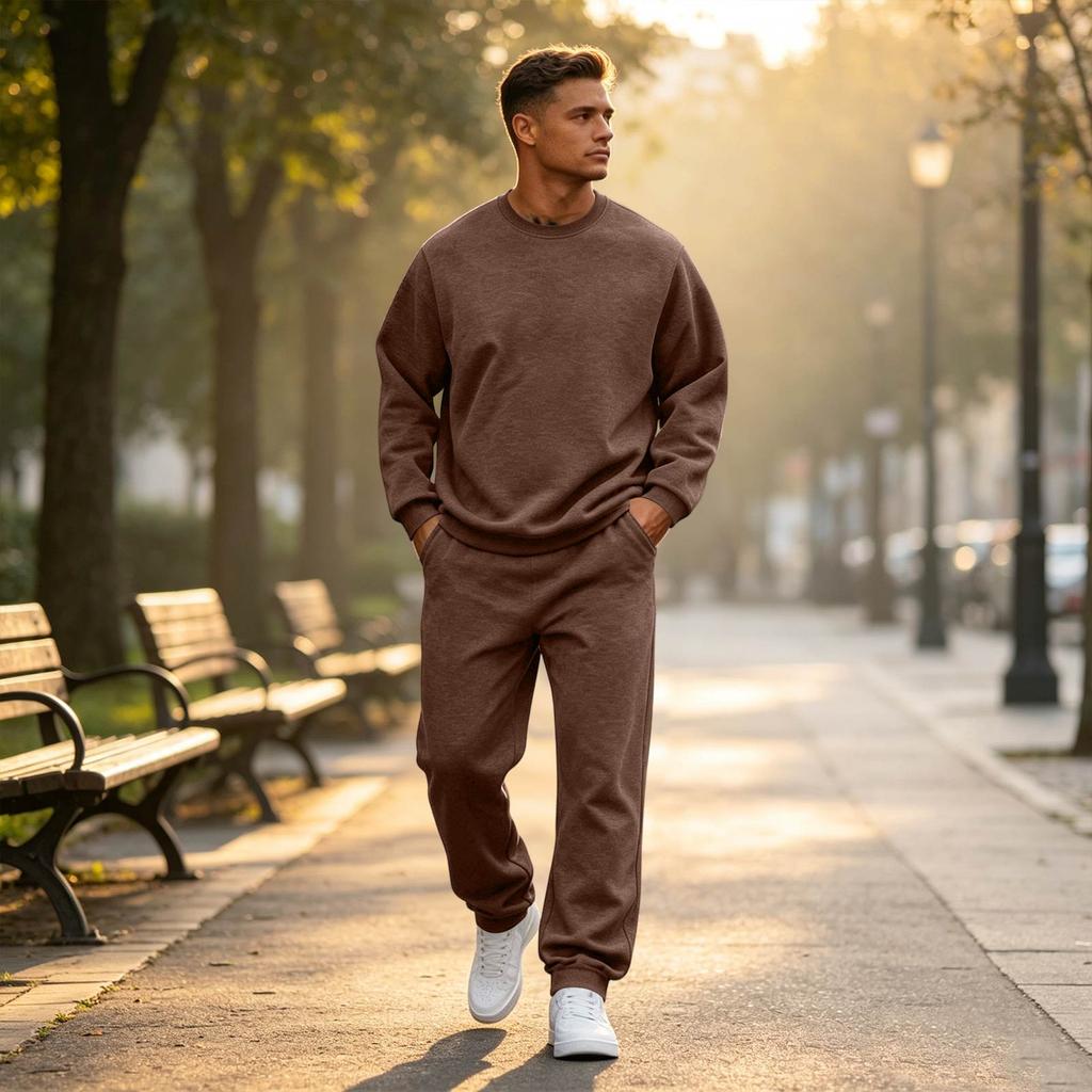 Men's Color Sweatshirt Set - Casual Tracksuit 2 Piece Outfit for Spring Fall