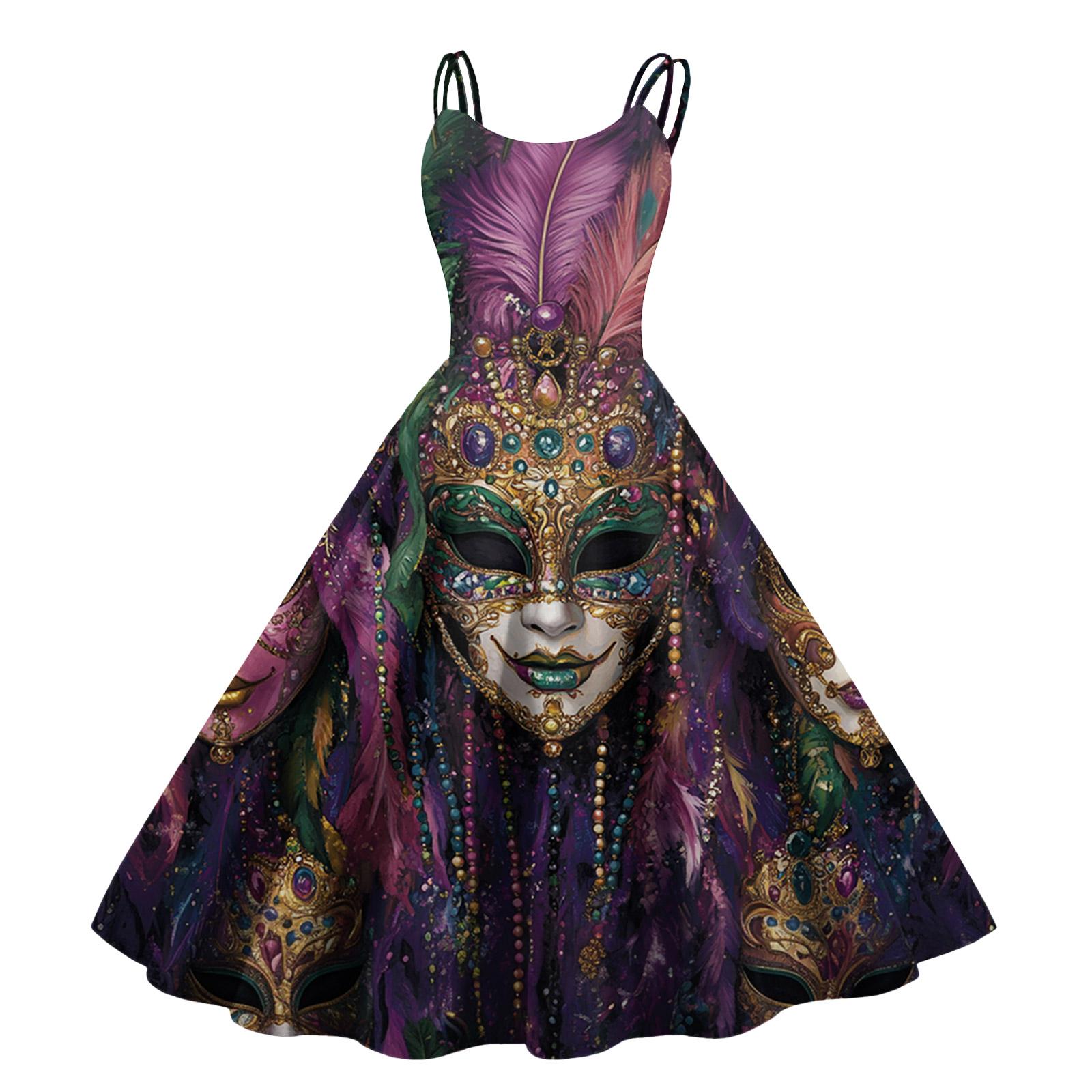 

Women s Halloween Print Sexy Off-The-Shoulder Punk Vintage Dress L