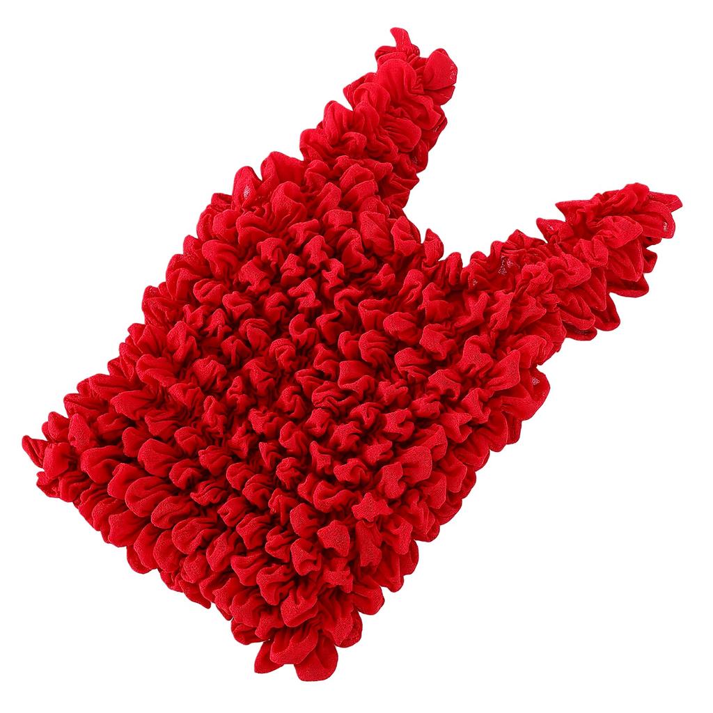 Expandable Bubble Bag Wrinkle Design Large Capacity Lightweight Foldable Pleated Stretch Bag Red