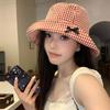 Korean Versatile Checkered Bowknot Fisherman Hat For Women Great For Sun Protection And Wear Seasonal