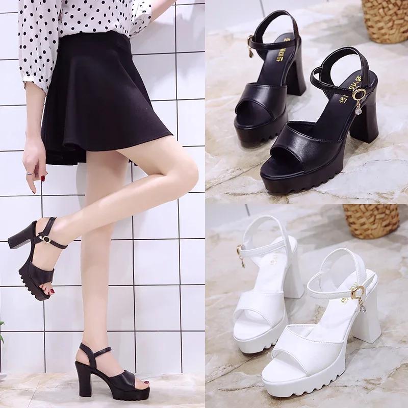 Fashion Women Elegant Wedges Black Sandals Shoes 2024 Summer New Pumps Platform Sandals Roman Wedges Crystal Peep Toe Sandals
