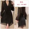 Women's Lace Sheer Mesh Sleep Dress with Robe Lounge Set