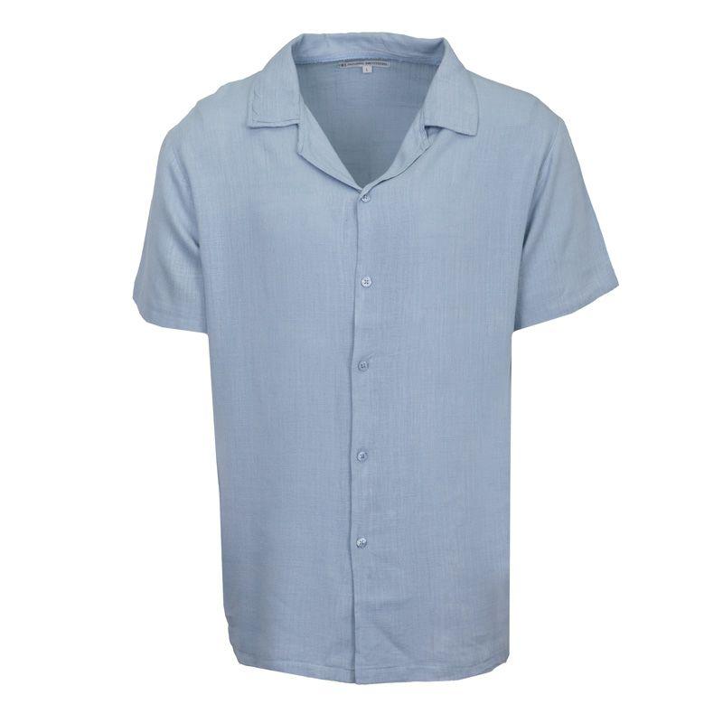 Pánská košile s krátkým rukávem ze směsi lnu PANAME BROTHERS