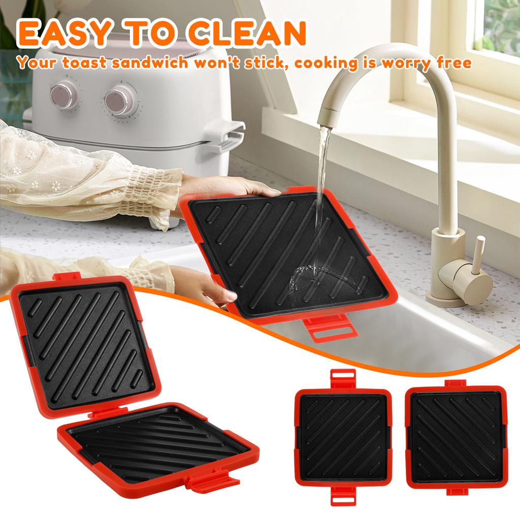 Mikrowellen-Toastie-Sandwichmaker mit verstellbaren Silikonbändern Kabelloser Toastie-Maker Antihaftbeschichtete Platte Sandwichmaker Hitzewelle