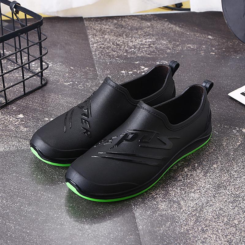 

[Цельный] Низкие мужские непромокаемые туфли от дождя, нескользящая обувь для взрослых, теплая, с мелким вырезом, рабочая резиновая обувь 44 зелёный