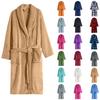 Dámský jednobarevný župan s dlouhým rukávem, zimní, teplý, domácí oblečení, plyšové pyžamo, noční košile