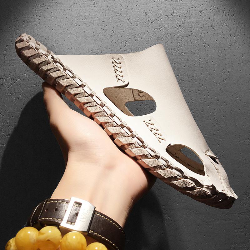 Fashion Driving Shoes Men's Summer Baotou Soft Bottom Sandals and Slippers Year's New Deodorant Leather Sandals Men's Casual Beach Shoes