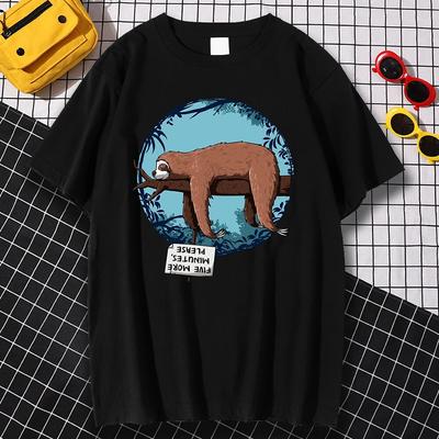 Kawaii Sleeping Sloth Personality Graphic T Shirts Unisex Women Cute Anime Tops Breathable Comfortable Tee Summer Oversize T Shirt