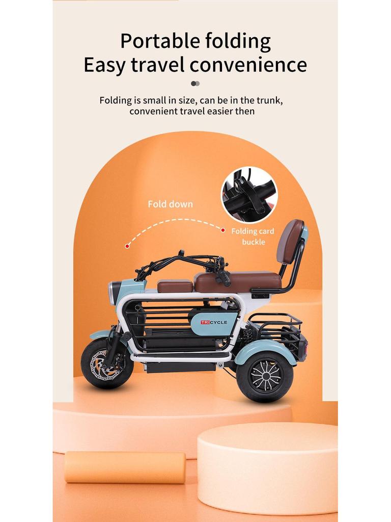 Electric Mobility Tricycle Scooter for Elderly and Pets - Customizable for Travel