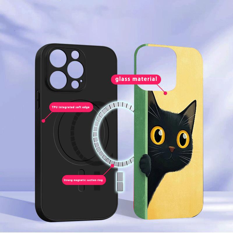 Cute White Flower Cat For Samsung S26 S20Ultra S21 Pro S22 Plus S23 FE S24 Ultra S25 For Magsafe Edge Glass Phone Case