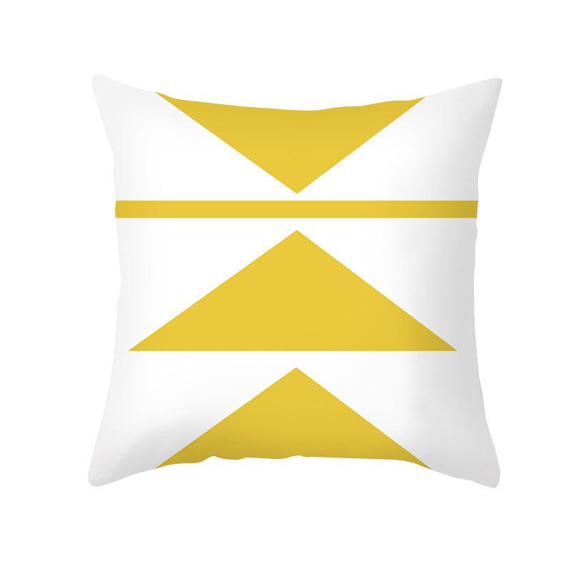 Yellow Geometric Abstract Pattern Throw Pillow Cover With Short Plush Print For Living Room Sofa Decoration Cushion Cover