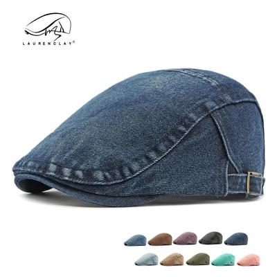 Unisex bavlnená džínsová baretka v kórejskom štýle - Retro kačací zobák Newsboy čiapka