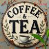 7.8 Inch Rustic Vintage Coffee Tin Sign Round Metal Wall Art for Cafe Kitchen Home Bar Decor