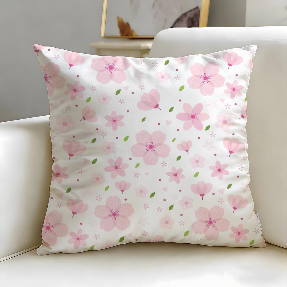 Light Pink Gentle Petals Cushion Cover Soft & Easy-Wash Pillow Case – Versatile For Couch, Bed, Travel And Office