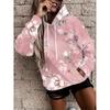 Womens Floral Print Hooded Sweatshirt Soft Comfortable Casual Pullover Daily Wear