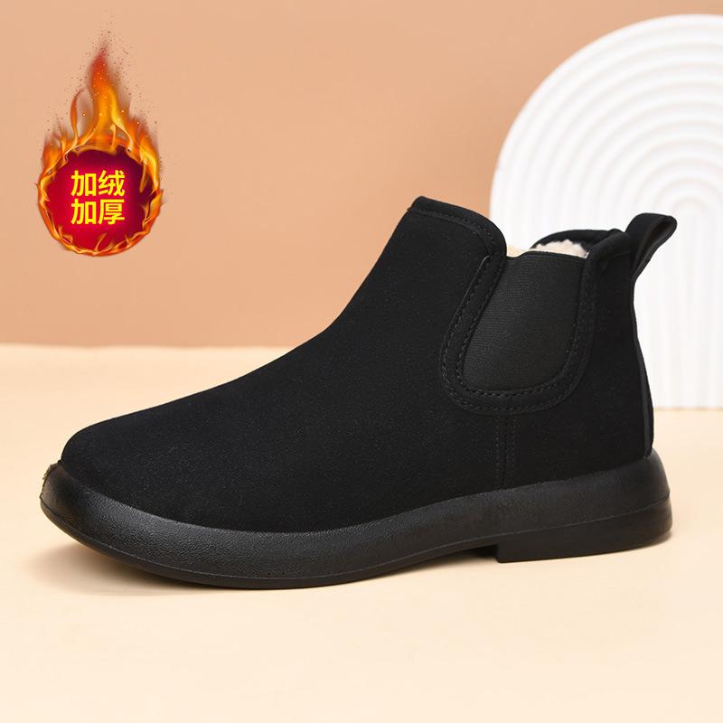 Foreign Trade Winter Velvet Women's Cotton Shoes Warm Mother Shoes Flat Comfortable Versatile Short Boots Non-slip Snow Boots