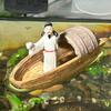 Akvárium Plovoucí Loď Ozdoba Retro Čínský Básník Li Bai Figurka Miniatura Socha Starověkého Básníka pro Akvárium Mikro Krajiny Dekorace
