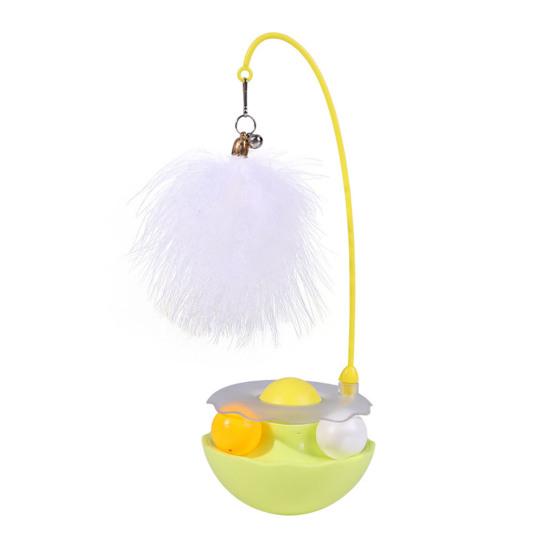 4-in-1 Interactive Cat Feather Toy for Indoor Cats Tumbler Cat Toy with Ball Track Catnip Ball Teasing Feather Kitten Exercise Toy for All Breeds