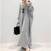 Women's Dress with Loose Striped Prints, Fashionable Women's Dress, Plus-size Long Cardigan Dress