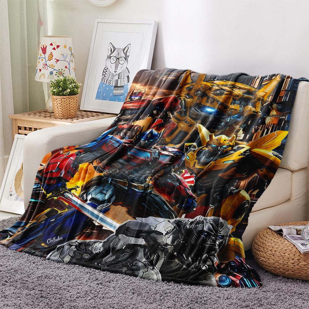 1Pc Transformer Robot Print Flannel Blanket, High Quality Comfortable for All Seasons, Home Decor, Warmth and Comfort, Perfect for Christmas Gifts