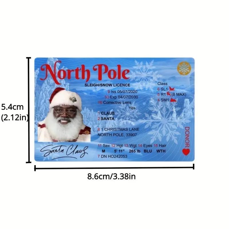 1/4PCS Traditional Christmas Decor Santa Claus Sleigh Driver's License Plastic Novelty Holiday Cards Festive Santa Display Props