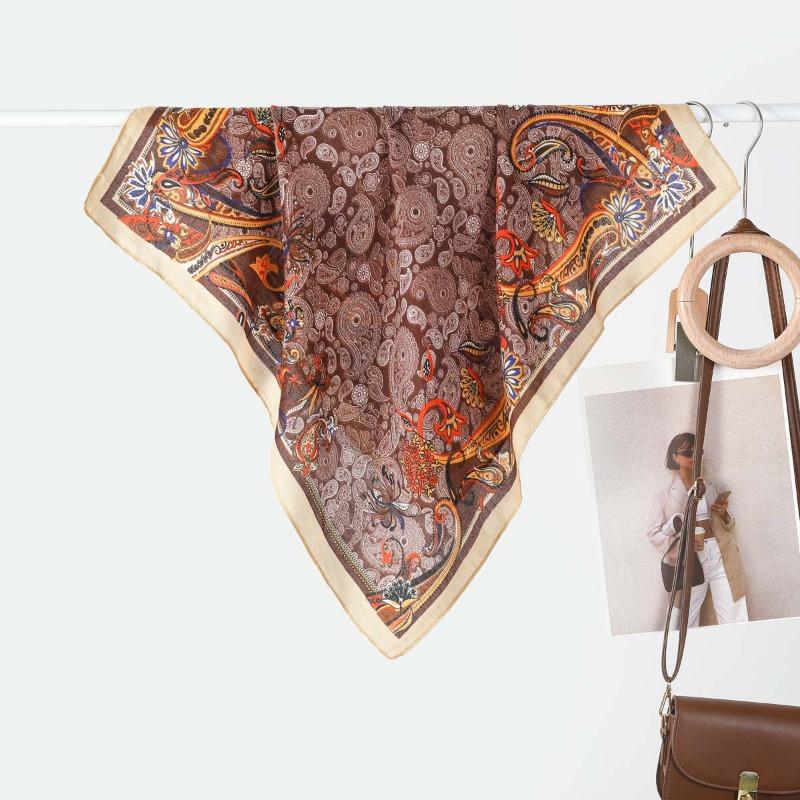 New Women's Temperament Small Square Scarf Decorative Scarf Velvet Small Silk Scarf New Autumn and Winter Warm Scarf