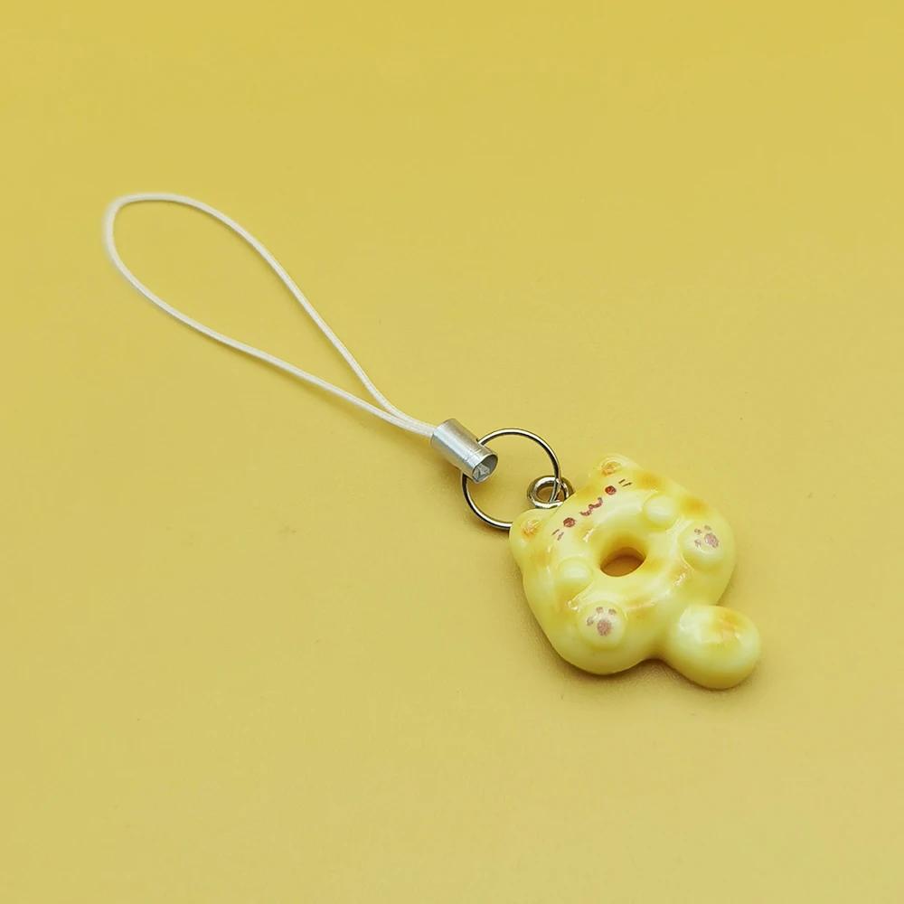 Adorable Kitten Donut Cat Phone Charm Strap Keycord Cute Lanyard Cellphone Case Pendant for Airpods Case Keychain Cord