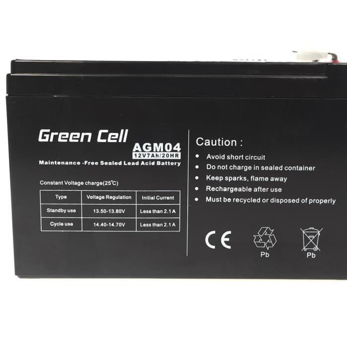 AGM VRLA napájecí baterie Green Cell 12V 7Ah - Vysoce kvalitní baterie pro mobilní zařízení